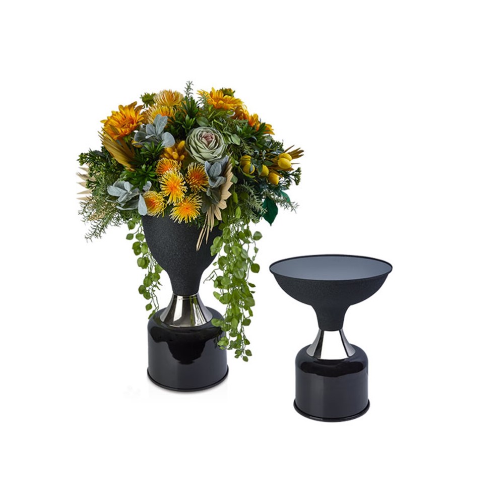 Metal Saksı ve Sehpa 2'li Set