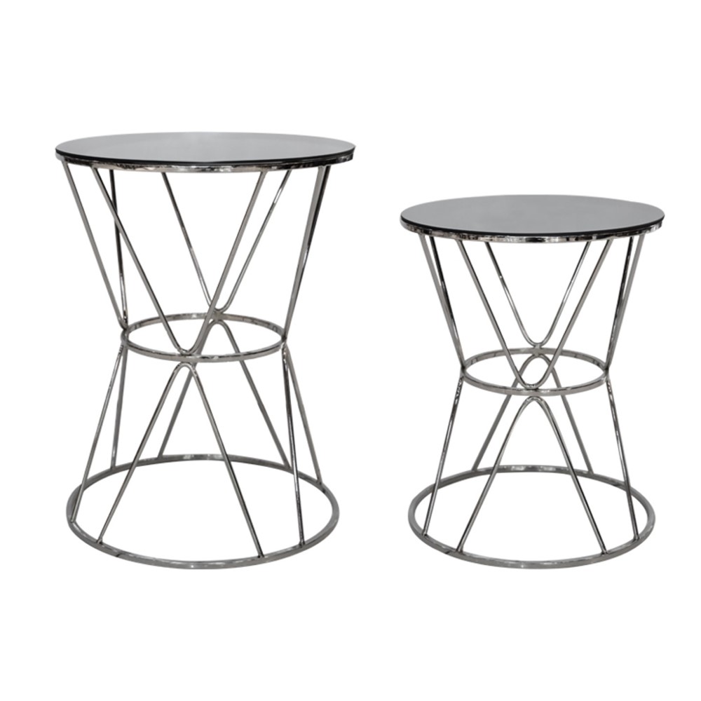 Davul Sehpa 2'li Set (Gümüş/Altın)