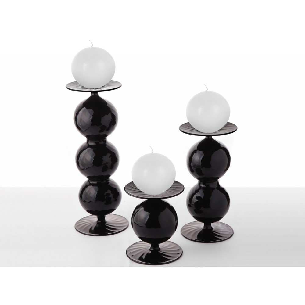 Üfleme Cam Top Şamdan Set (Değişik Renklerde)